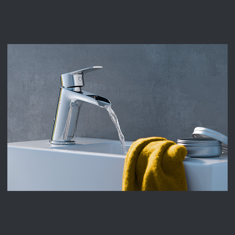 Waschtisch-Armatur, Chrom mit Wasserfall