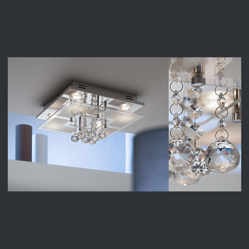 LED-Deckenlampe mit Kristallen