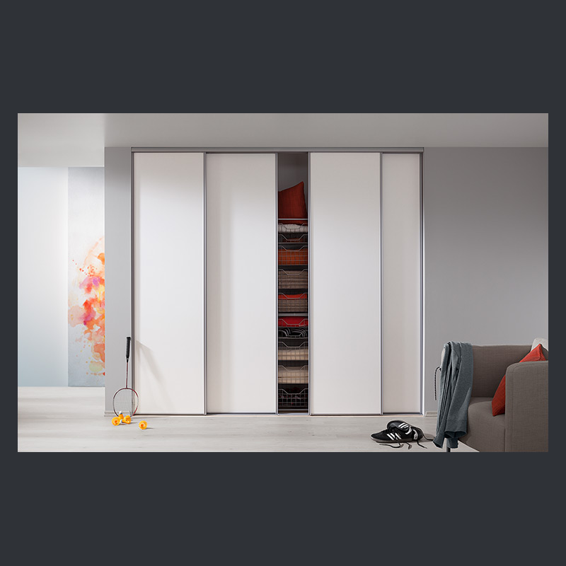 Schiebetüren für Einbauschrank, Spanplatte Weiß mit Alu- und Metallprofilen