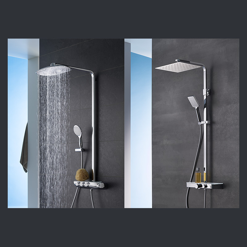 Überkopfbrause von Hans Grohe und Camargue, Dusche im Badezimmer
